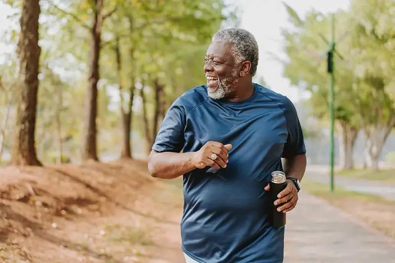 Senior running in the park